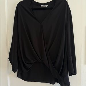 All in Favor Black Drape Blouse